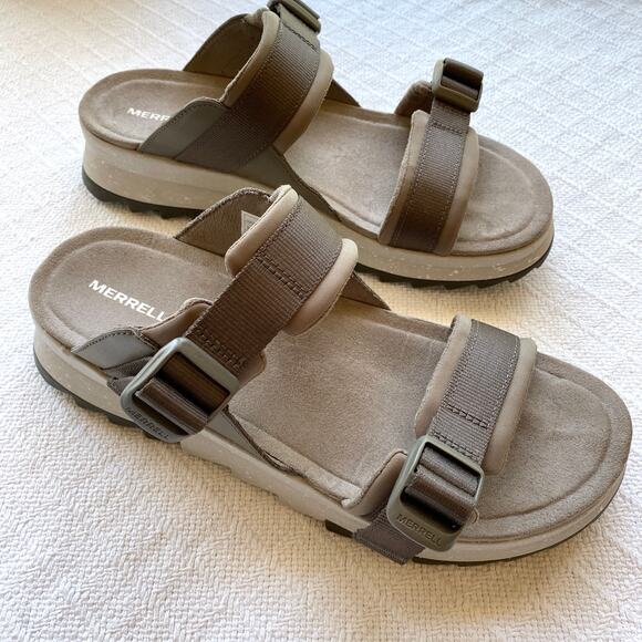 Merrell Women’s Alpine Cush Slide Sandals Brindle Comfort Adventure Slides - Picture 3 of 12